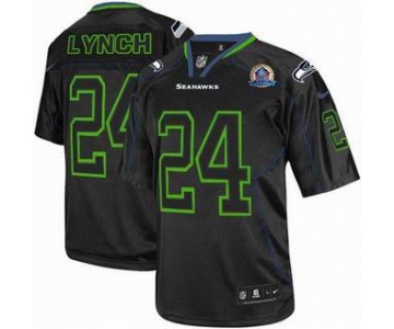 nike nfl jerseys seattle seahawks #24 marshawn lynch black[Elite lights out 50th Patch]