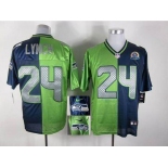 nike nfl jerseys seattle seahawks #24 marshawn lynch blue-green[Elite split 50th Patch]