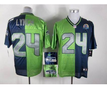 nike nfl jerseys seattle seahawks #24 marshawn lynch blue-green[Elite split 50th Patch]