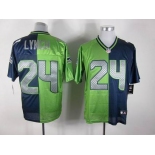 nike nfl jerseys seattle seahawks #24 marshawn lynch blue-green[Elite split]