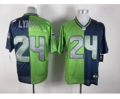 nike nfl jerseys seattle seahawks #24 marshawn lynch blue-green[Elite split]