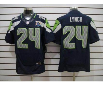 nike nfl jerseys seattle seahawks #24 marshawn lynch blue[Elite 50th Patch]