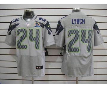 nike nfl jerseys seattle seahawks #24 marshawn lynch grey[Elite 50th Patch]