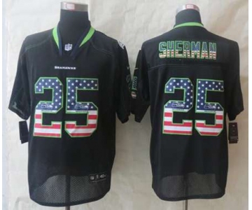 nike nfl jerseys seattle seahawks #25 sherman black[Elite USA flag fashion]