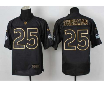 nike nfl jerseys seattle seahawks #25 sherman black[Elite gold lettering fashion]