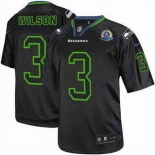 nike nfl jerseys seattle seahawks #3 wilson black[Elite lights out 50th Patch]