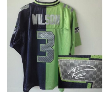 nike nfl jerseys seattle seahawks #3 wilson blue-green[Elite split signature]