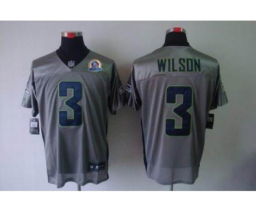 nike nfl jerseys seattle seahawks #3 wilson grey [Elite shadow 50th Patch]