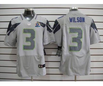 nike nfl jerseys seattle seahawks #3 wilson grey[Elite 50th Patch]