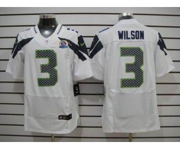 nike nfl jerseys seattle seahawks #3 wilson white[Elite 50th Patch]