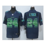 2015 New Nike Seattle Seahawks #24 Lynch Navy Blue Strobe Jerseys[Limited]