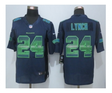 2015 New Nike Seattle Seahawks #24 Lynch Navy Blue Strobe Jerseys[Limited]