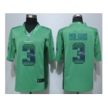 2015 New Nike Seattle Seahawks #3 Wilson Green Strobe Jerseys[Limited]