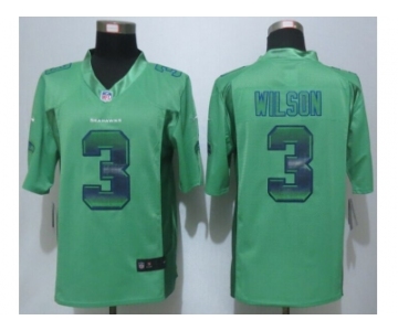 2015 New Nike Seattle Seahawks #3 Wilson Green Strobe Jerseys[Limited]