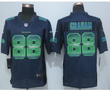 2015 New Nike Seattle Seahawks #88 Graham Navy Blue Strobe Jerseys[Limited]