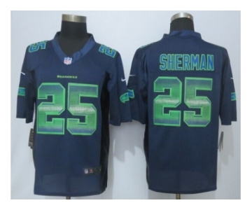 2015 new nike seattle seahawks #25 sherman navy blue strobe jerseys[limited]