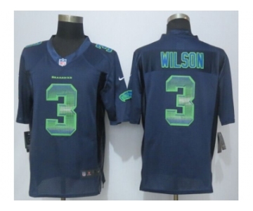 2015 new nike seattle seahawks #3 wilson navy blue strobe jerseys[limited]