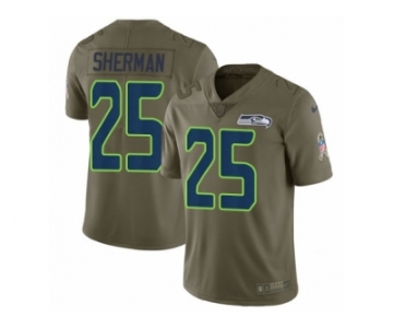 Men Nike Seattle Seahawks #25 Richard Sherman Limited Olive 2017 Salute to Service NFL Jersey