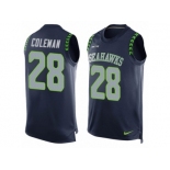 Men Nike Seattle Seahawks #28 Justin Coleman Limited Steel Blue Player Name & Number Tank Top NFL Jersey