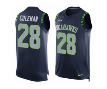 Men Nike Seattle Seahawks #28 Justin Coleman Limited Steel Blue Player Name & Number Tank Top NFL Jersey