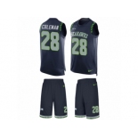 Men Nike Seattle Seahawks #28 Justin Coleman Limited Steel Blue Tank Top Suit NFL Jersey