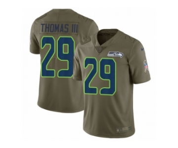 Men Nike Seattle Seahawks #29 Earl Thomas III Limited Olive 2017 Salute to Service NFL Jersey