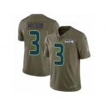 Men Nike Seattle Seahawks #3 Russell Wilson Limited Olive 2017 Salute to Service NFL Jersey