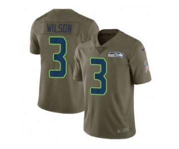 Men Nike Seattle Seahawks #3 Russell Wilson Limited Olive 2017 Salute to Service NFL Jersey