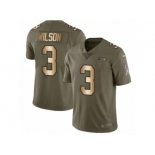 Men Nike Seattle Seahawks #3 Russell Wilson Limited Olive Gold 2017 Salute to Service NFL Jersey