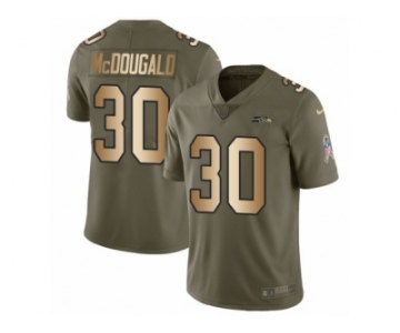 Men Nike Seattle Seahawks #30 Bradley McDougald Limited Olive Gold 2017 Salute to Service NFL Jersey