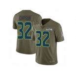 Men Nike Seattle Seahawks #32 Chris Carson Limited Olive 2017 Salute to Service NFL Jersey