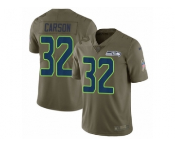 Men Nike Seattle Seahawks #32 Chris Carson Limited Olive 2017 Salute to Service NFL Jersey