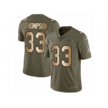 Men Nike Seattle Seahawks #33 Tedric Thompson Limited Olive Gold 2017 Salute to Service NFL Jersey