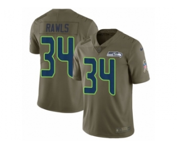 Men Nike Seattle Seahawks #34 Thomas Rawls Limited Olive 2017 Salute to Service NFL Jersey