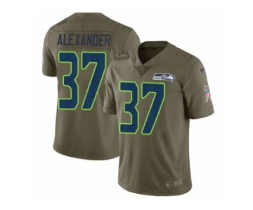 Men Nike Seattle Seahawks #37 Shaun Alexander Limited Olive 2017 Salute to Service NFL Jersey