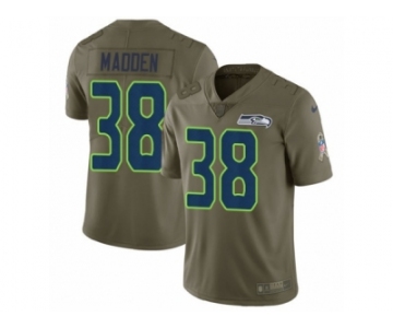 Men Nike Seattle Seahawks #38 Tre Madden Limited Olive 2017 Salute to Service NFL Jersey