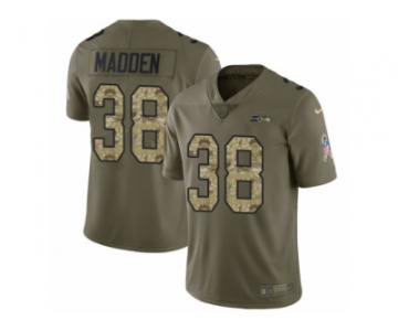 Men Nike Seattle Seahawks #38 Tre Madden Limited Olive Camo 2017 Salute to Service NFL Jersey