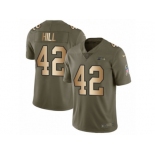 Men Nike Seattle Seahawks #42 Delano Hill Limited Olive Gold 2017 Salute to Service NFL Jersey