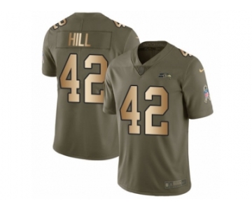 Men Nike Seattle Seahawks #42 Delano Hill Limited Olive Gold 2017 Salute to Service NFL Jersey