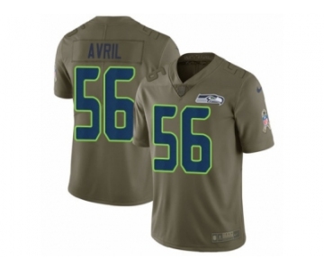 Men Nike Seattle Seahawks #56 Cliff Avril Limited Olive 2017 Salute to Service NFL Jersey