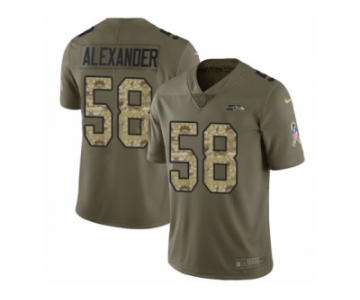 Men Nike Seattle Seahawks #58 D.J. Alexander Limited Olive Camo 2017 Salute to Service NFL Jersey