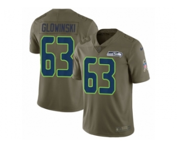 Men Nike Seattle Seahawks #63 Mark Glowinski Limited Olive 2017 Salute to Service NFL Jersey