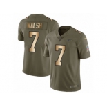 Men Nike Seattle Seahawks #7 Blair Walsh Limited Olive Gold 2017 Salute to Service NFL Jersey