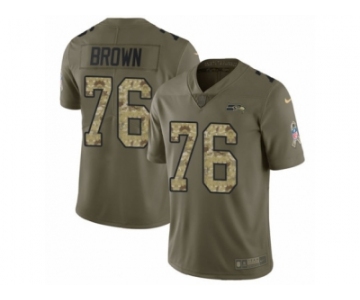 Men Nike Seattle Seahawks #76 Duane Brown Limited Olive Camo 2017 Salute to Service NFL Jersey