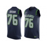 Men Nike Seattle Seahawks #76 Duane Brown Limited Steel Blue Player Name & Number Tank Top NFL Jersey