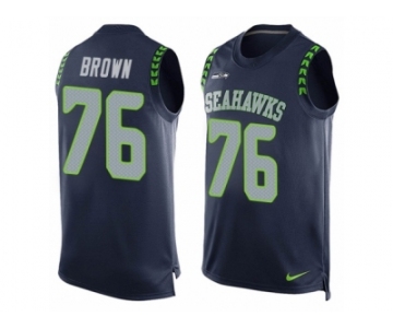 Men Nike Seattle Seahawks #76 Duane Brown Limited Steel Blue Player Name & Number Tank Top NFL Jersey