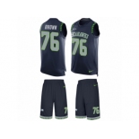 Men Nike Seattle Seahawks #76 Duane Brown Limited Steel Blue Tank Top Suit NFL Jersey