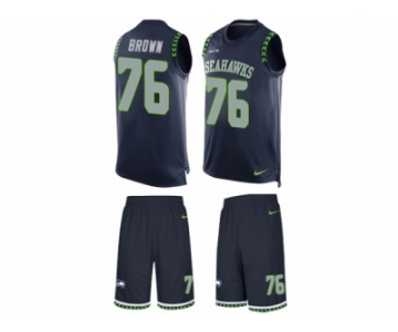 Men Nike Seattle Seahawks #76 Duane Brown Limited Steel Blue Tank Top Suit NFL Jersey