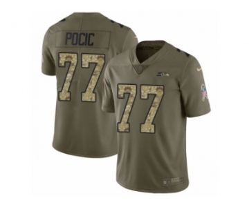 Men Nike Seattle Seahawks #77 Ethan Pocic Limited Olive Camo 2017 Salute to Service NFL Jersey