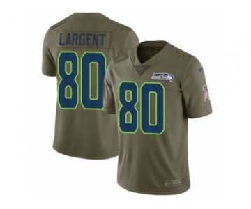 Men Nike Seattle Seahawks #80 Steve Largent Limited Olive 2017 Salute to Service NFL Jersey